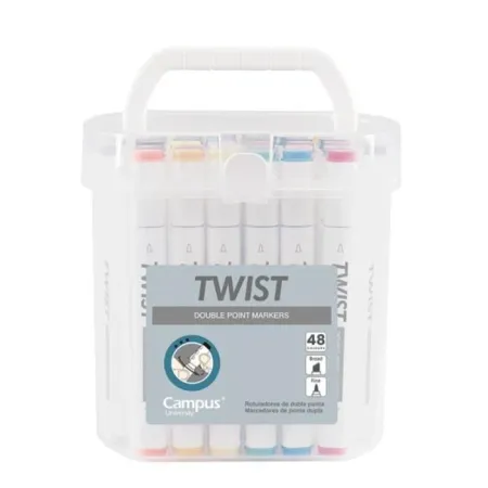 Rotulador Twist Doble Punta 48 Colores