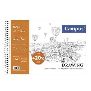 BLOC DIBUJO CAMPUS DRAWING A4+ ESPIRAL MICROPERFORADO 125GR 24H LISO
