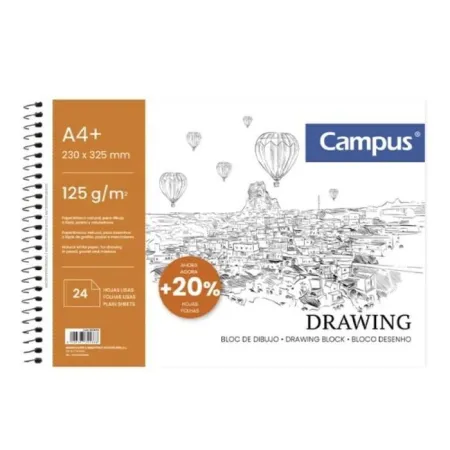 Bloc Dibujo Campus Drawing A4+ Espiral Microperforado 125Gr 24H Liso