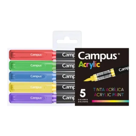 Rotulador Campus Acrylic Pincel 5Ud Colores