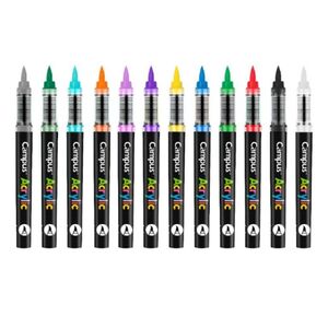 ROTULADOR CAMPUS ACRYLIC PINCEL 12 COLORES VIVOS