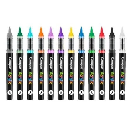 Rotulador Campus Acrylic Pincel 12 Colores Vivos