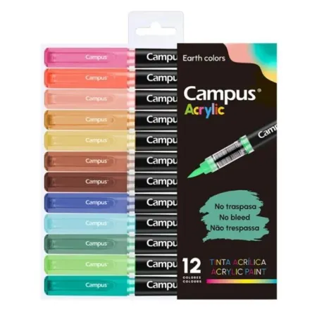 Rotulador Campus Acrylic Pincel 12 Colores