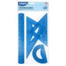 JUEGO DE REGLAS FLEXIBLES 4PZAS CAMPUS AZUL