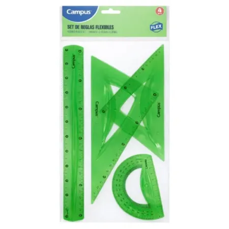 Juego Reglas Campus 4Pzas Flexible Verde