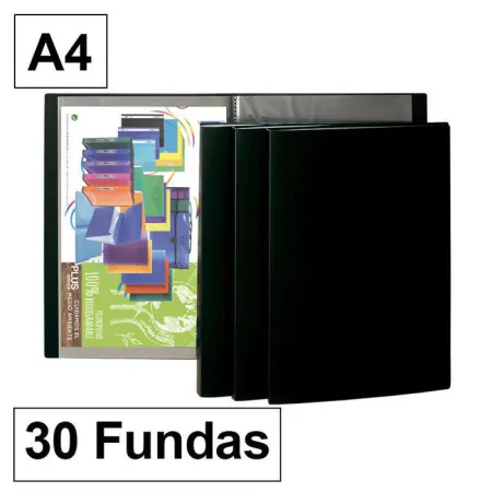 Carpeta A4 30 Fundas Plus Negro