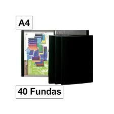 CARPETA A4 40 FUNDAS PLUS NEGRO