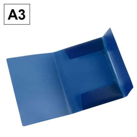 Carpeta Pp Plus A3 Gomas-Solapas Traslucida Azul