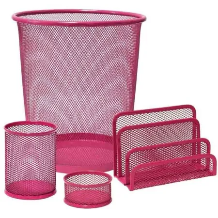 Set Escritorio Colores Rejilla Rosa 4 Piezas