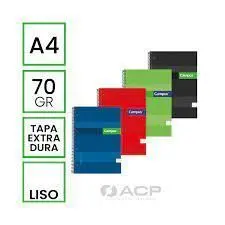 Bloc Campus A4 Liso T. extradura 160H 70Gr Microperforado Colores