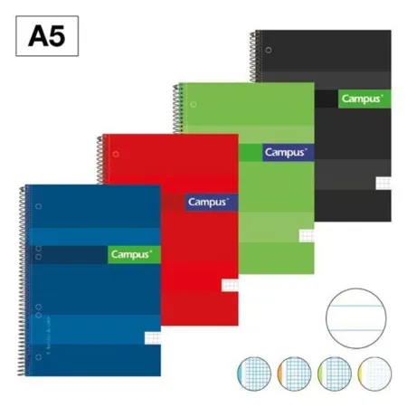 Bloc Campus A5 1 Linea T. extradura 160H 70Gr Perforado Colores