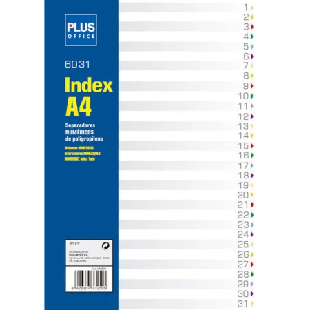 Separador Polipropileno 150 Micras Plus A4 297X210 mm Indice Numérico 31 Separadores Multitaladro