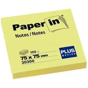 Notas Adhesivas Paper In 75X75 1U. Amarillo
