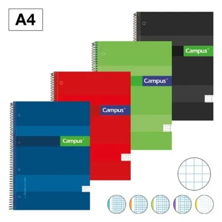 Bloc Campus A4 5X5 T. extradura 160H 70Gr Microperforado Colores