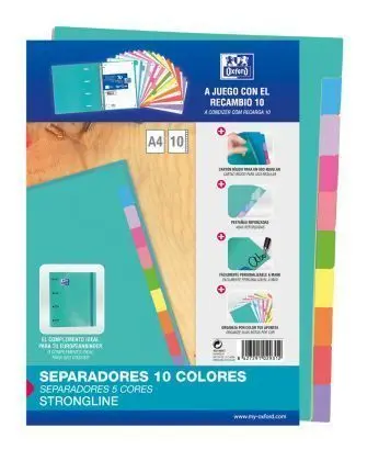Separador A4 10 Sep. Colores Surtidos Pestañas Pp