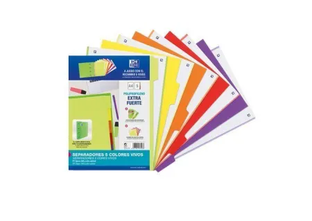 Separadores Oxford A4 5P Colores Vivos Pp 500 Micras
