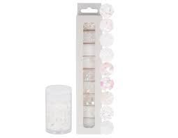 SET DE 9 MINI BOTES 4GR. PURPURINA SURTIDO BLANCO