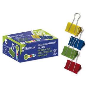 PINZA SUJETAPAPELES 25 MM. COLOR CAJA 12 UDS