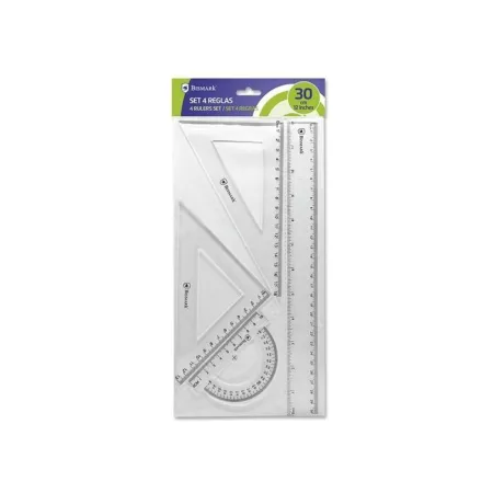 Juego Regla Plastico 4Ud Transparente Bismark