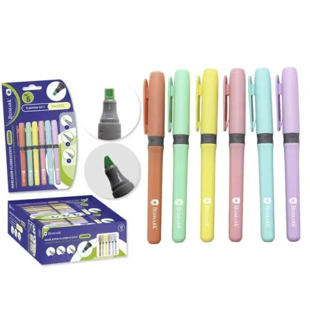 Marcadores Fluor Triple Punta 6 Colores Pastel