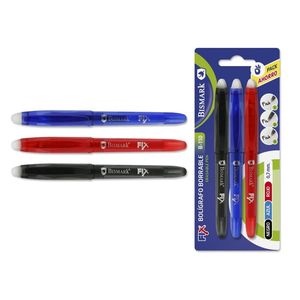 BOLIGRAFO BORRABLE CAPUCHA 3UD COLORES BISMARK