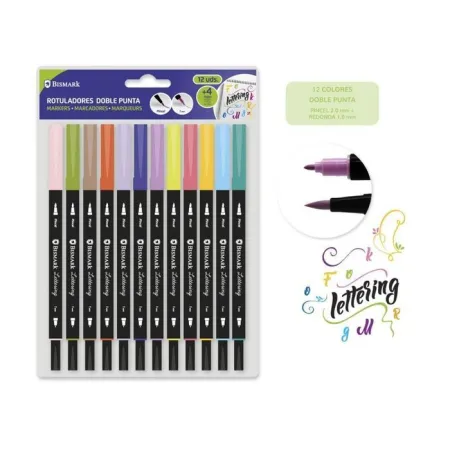 Rotuladores Lettering Doble Punta 12 Colores