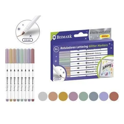 Rotuladores Tinta Glitter Lettering 8 Colores