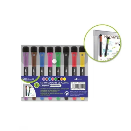 Rotulador Pizarra Imantado con Borrador 8 Colores