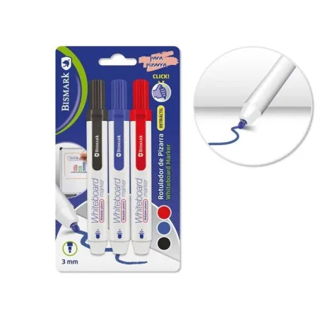 Rotulador Pizarra Retractil 3 Colores Bismark