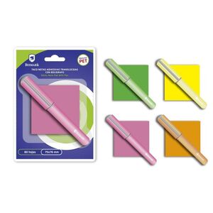 NOTAS ADHESIVAS TRANSLUCIDO 80H C/BOLIGRAFO