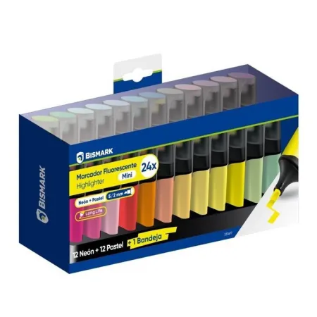 Rotulador Mini Fluorescente Long-Life 24 Colores Bismark