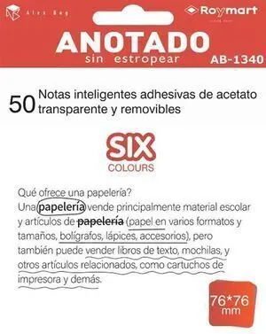 Notas Adhesivas 76X76Mm Transparentes Blanco 50Ud.