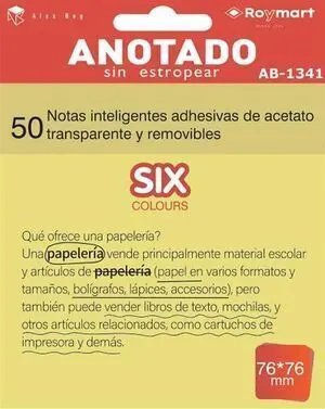 Notas Adhesivas 76X76Mm Transparentes Amarillo Fluor 50Ud