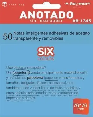 Notas Adhesivas 76X76Mm Transparente Azul 50Ud