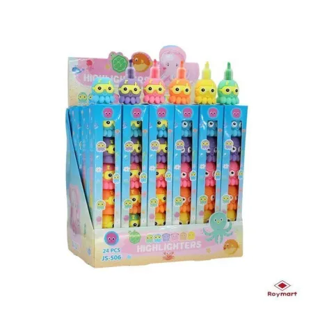 Set Rotulador Fluorescente Pulpos 5 Colores Kawaii