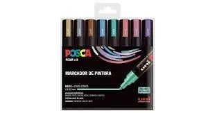Set Rotulador Posca Pc5Mx8 Colores Metalizados
