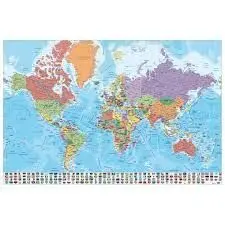 Poster Mapa Mundo Es Fisico Politico