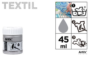 PINTURA TEXTIL PLATA METALIZADO 45 ML