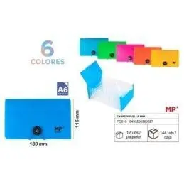 Carpeta A6 Fuelle C/Goma Colores Fluorescentes