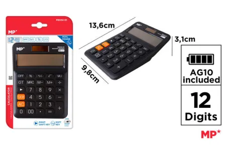 Calculadora Solar y Pilas Negro.