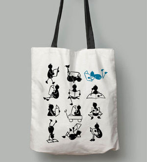 BOLSA DE TELA 12 POSTURAS LECTORAS FIGURITAS NEGRAS