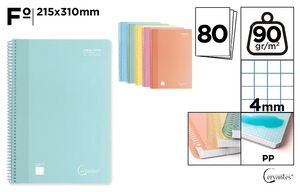 BLOC ESPIRAL TP Fº 80H. 90GR. 4MM PASTEL