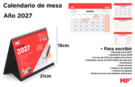 Calendario de Mesa 21 X 15 cm 2027.