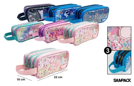 Estuche Plumier Tres Cremalleras