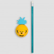 PENCIL AND PENCIL SHARPENER - PINEAPPLE