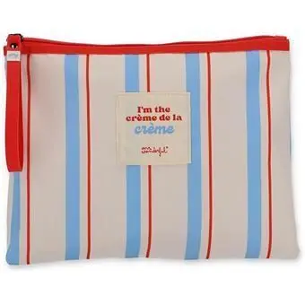 Neceser Bag Blue, Red And Beige Stripes I`m Tehe Creme de la Creme