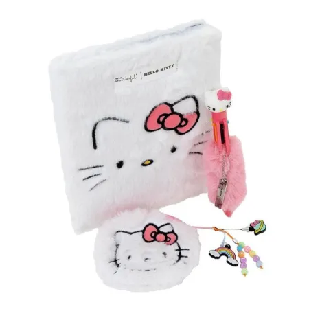 Set Of A5 Fluffy Notebook Purse And Pen Hello Kitty