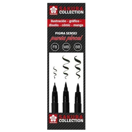 Rotulador Brush Pen Negro /Set 3 ud.