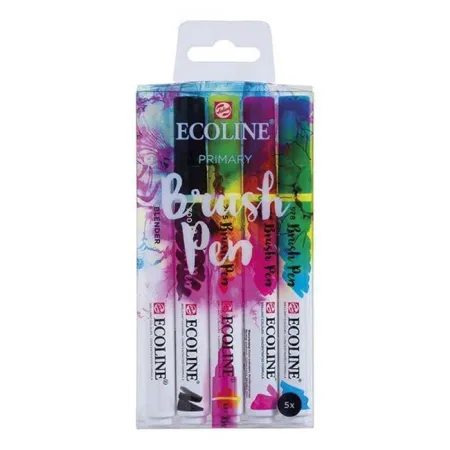 Rotulador Brush Pen Set 5 Colores Primarios Pincel Acuarelable