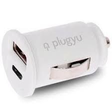 CARGADOR COCHE PLUGYU USB+USB CABLE BLANCO 12-12VDC/2.4